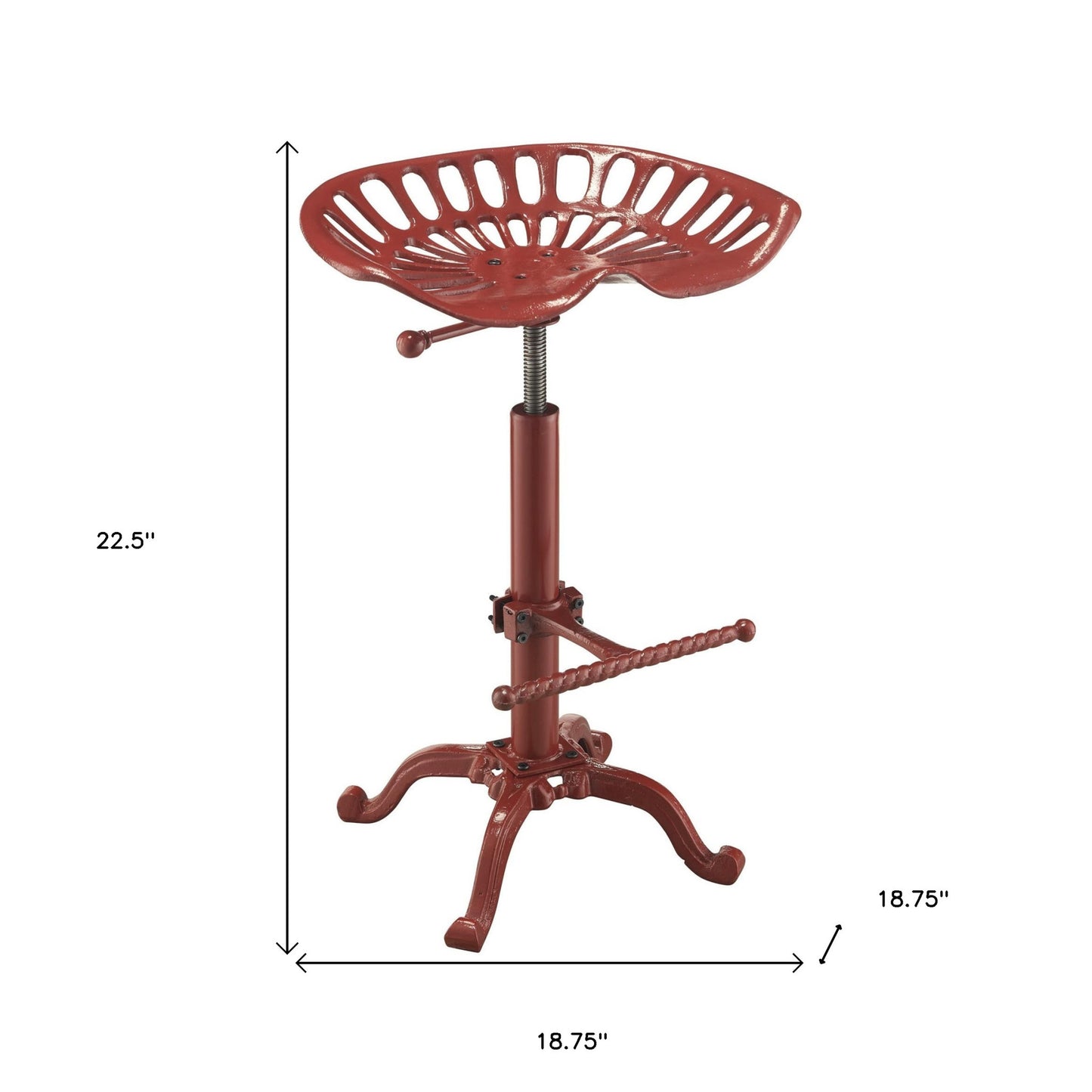 23" Red Iron Backless Adjustable Height Bar Chair-4
