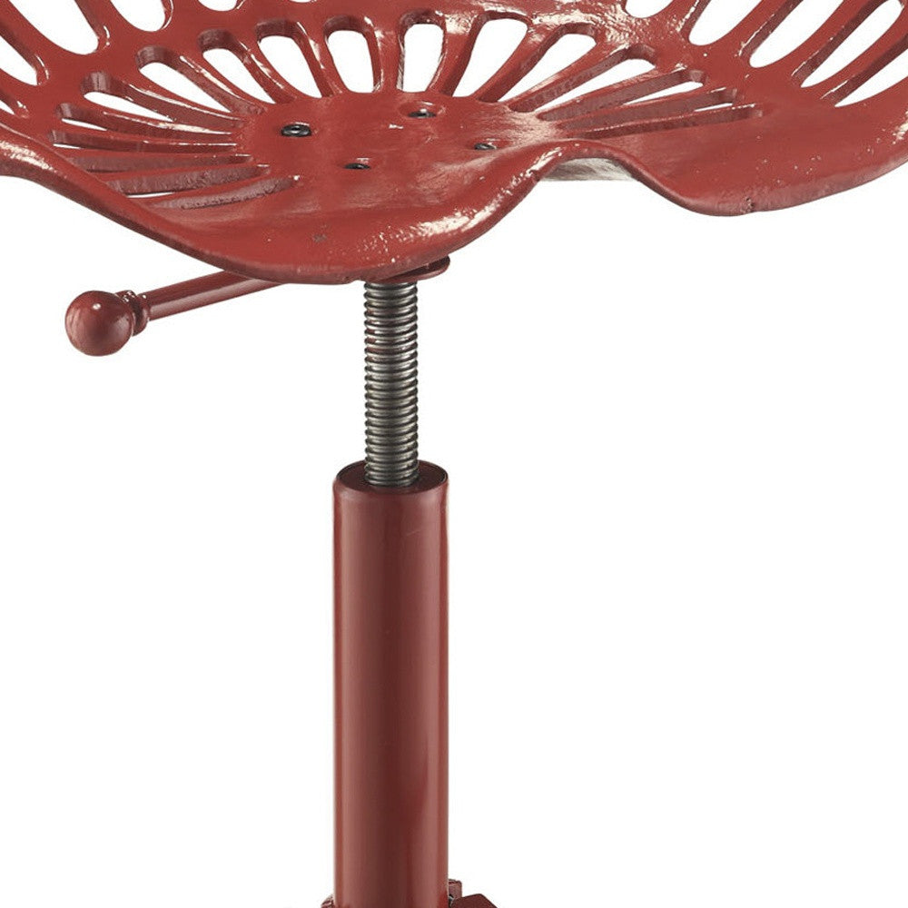 23" Red Iron Backless Adjustable Height Bar Chair-2