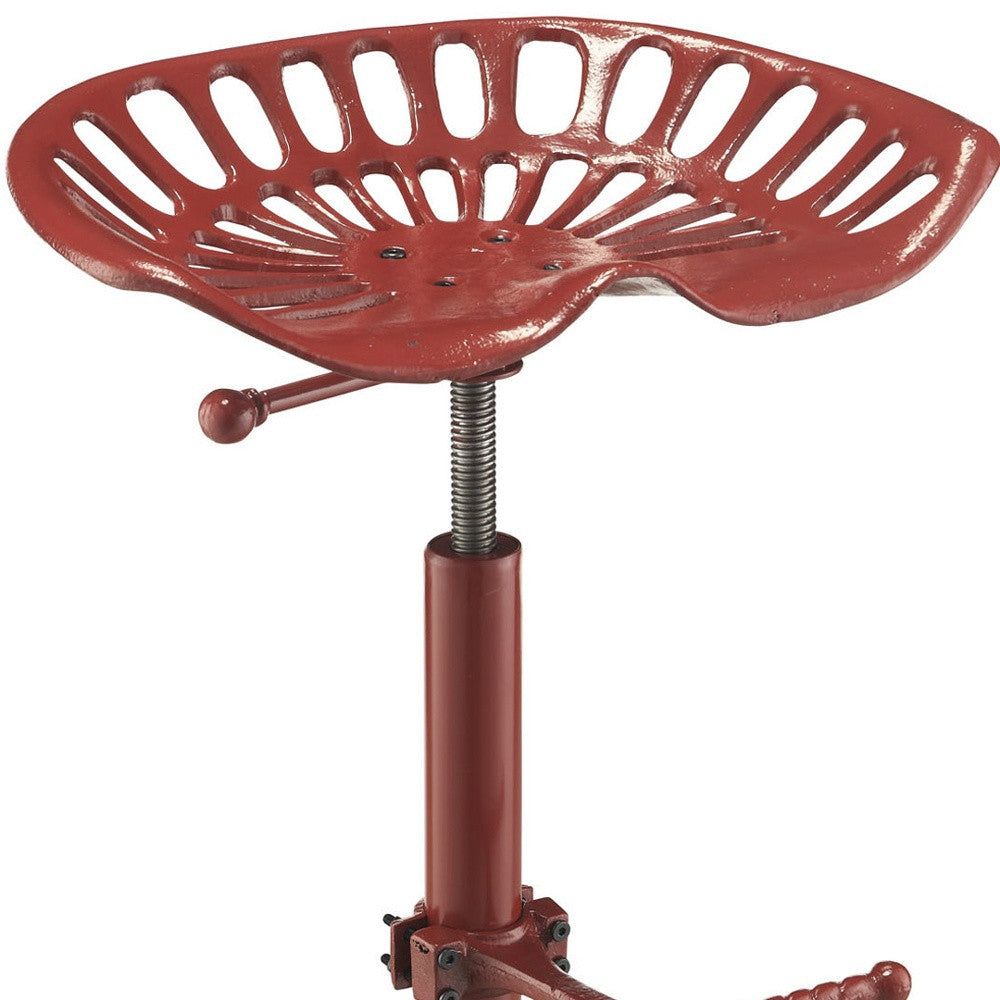 23" Red Iron Backless Adjustable Height Bar Chair-3