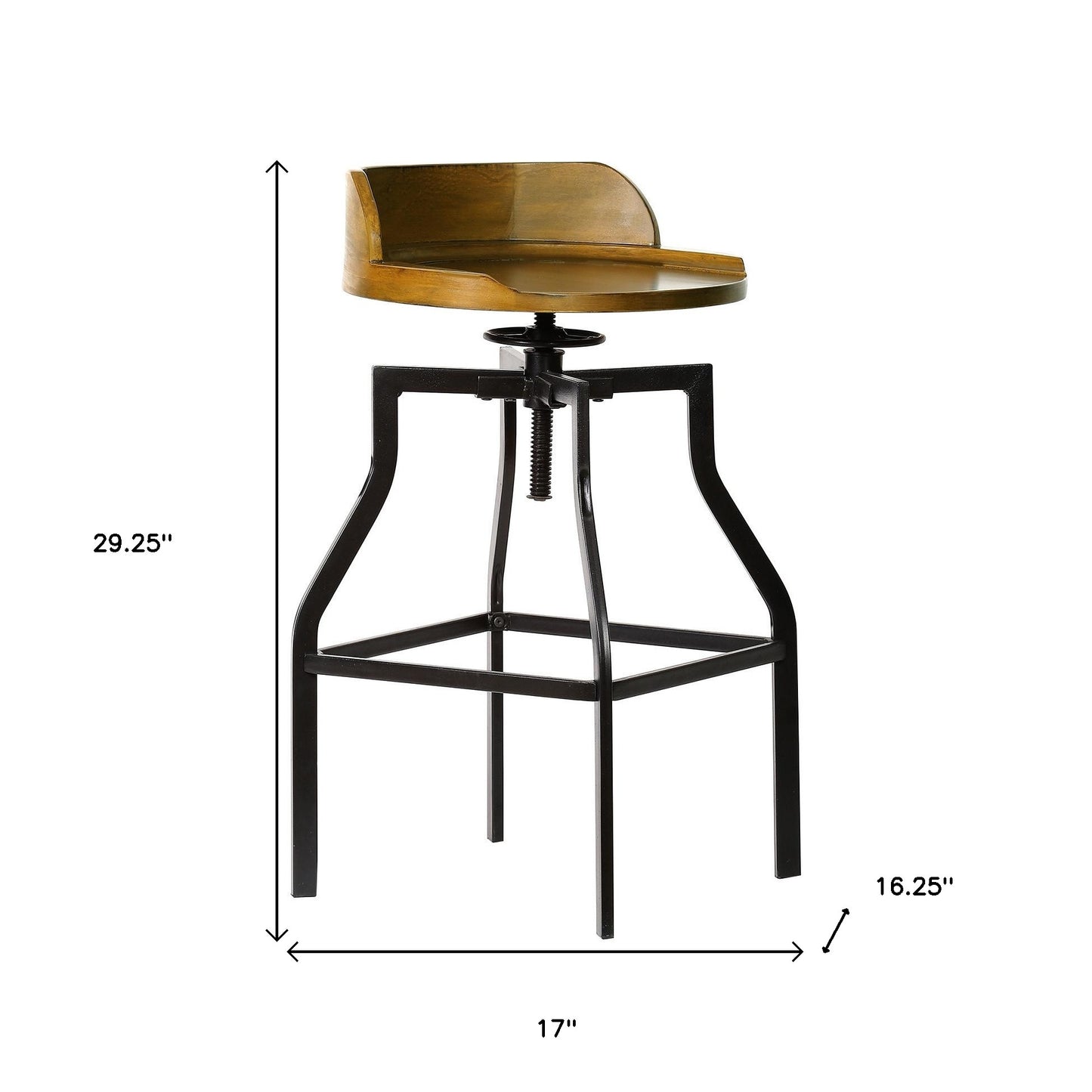 26" Chestnut And Black Steel Swivel Backless Adjustable Height Bar Chair-4