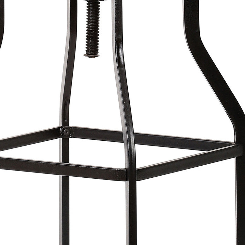 26" Chestnut And Black Steel Swivel Backless Adjustable Height Bar Chair-2