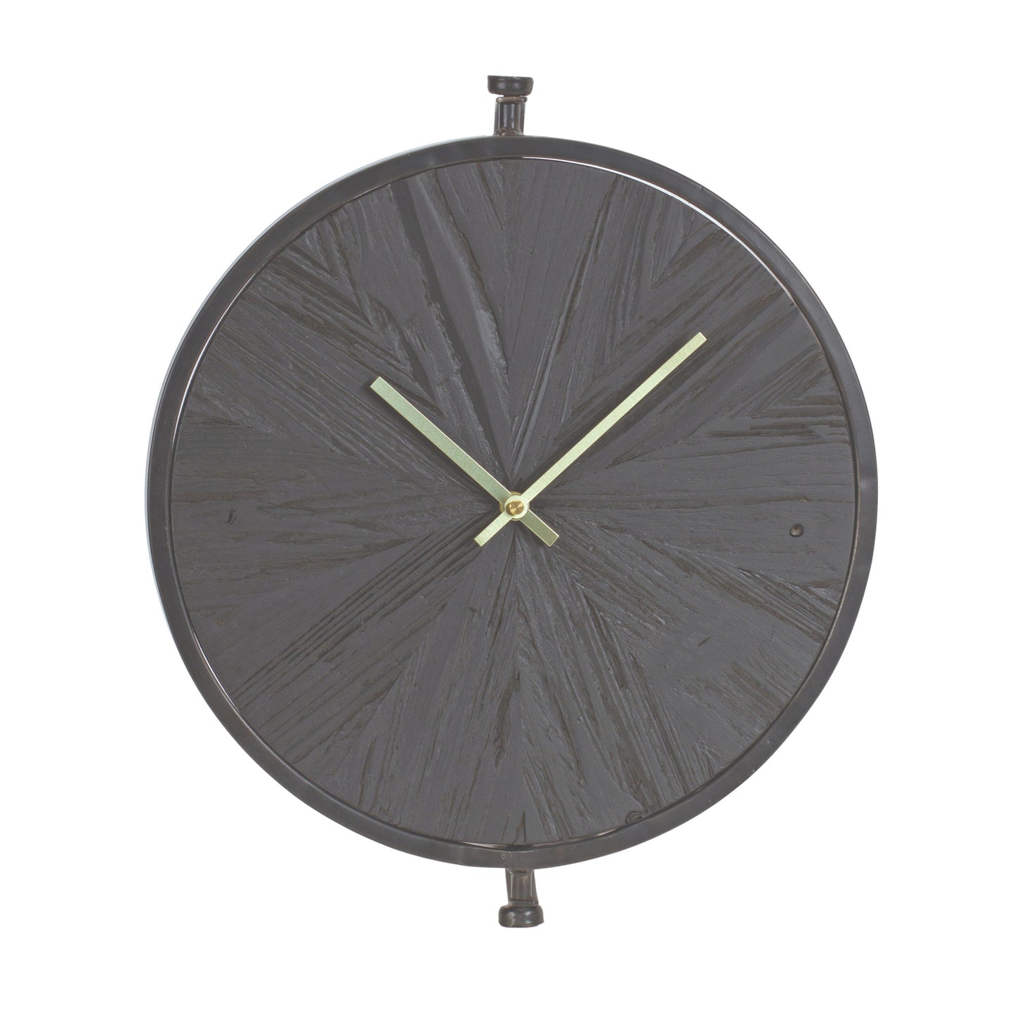 18" Circle Black Wood and Solid Wood Analog Wall Clock-0