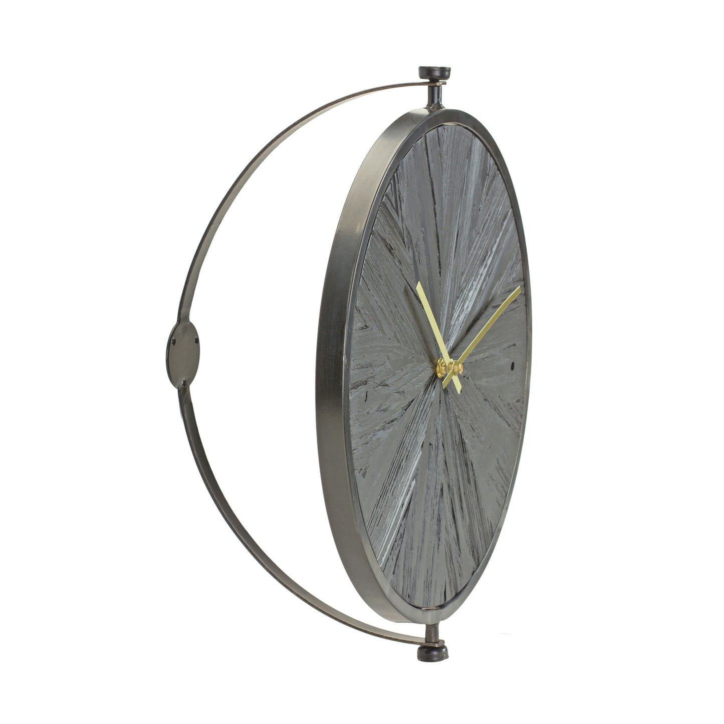 18" Circle Black Wood and Solid Wood Analog Wall Clock-2