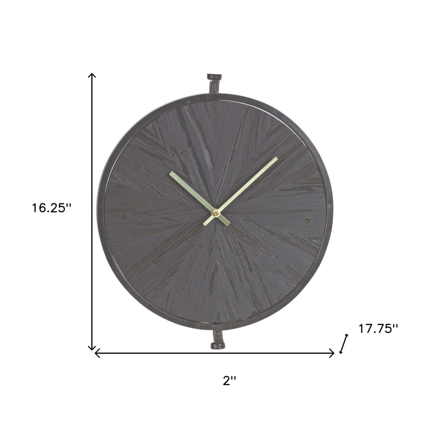 18" Circle Black Wood and Solid Wood Analog Wall Clock-4