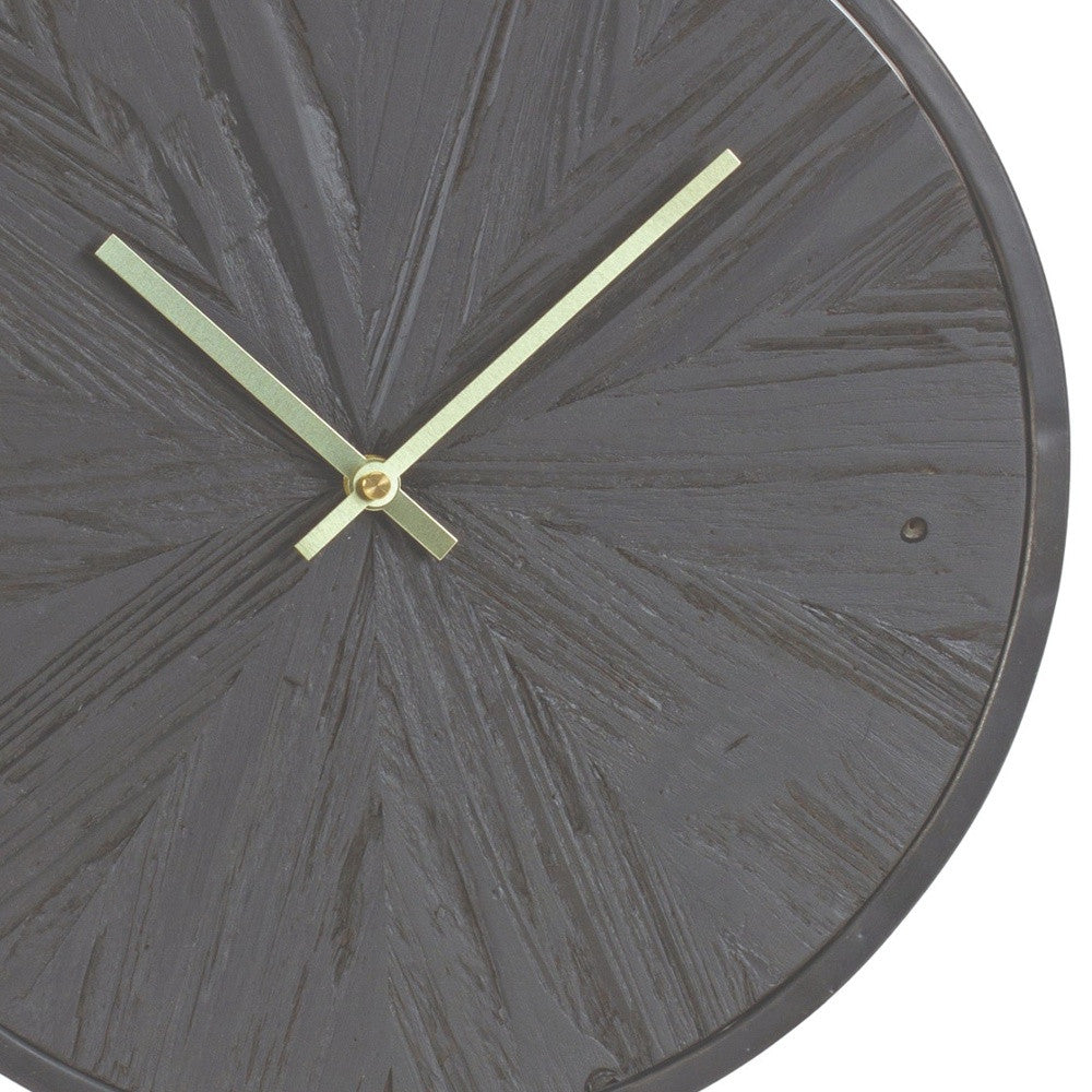 18" Circle Black Wood and Solid Wood Analog Wall Clock-3
