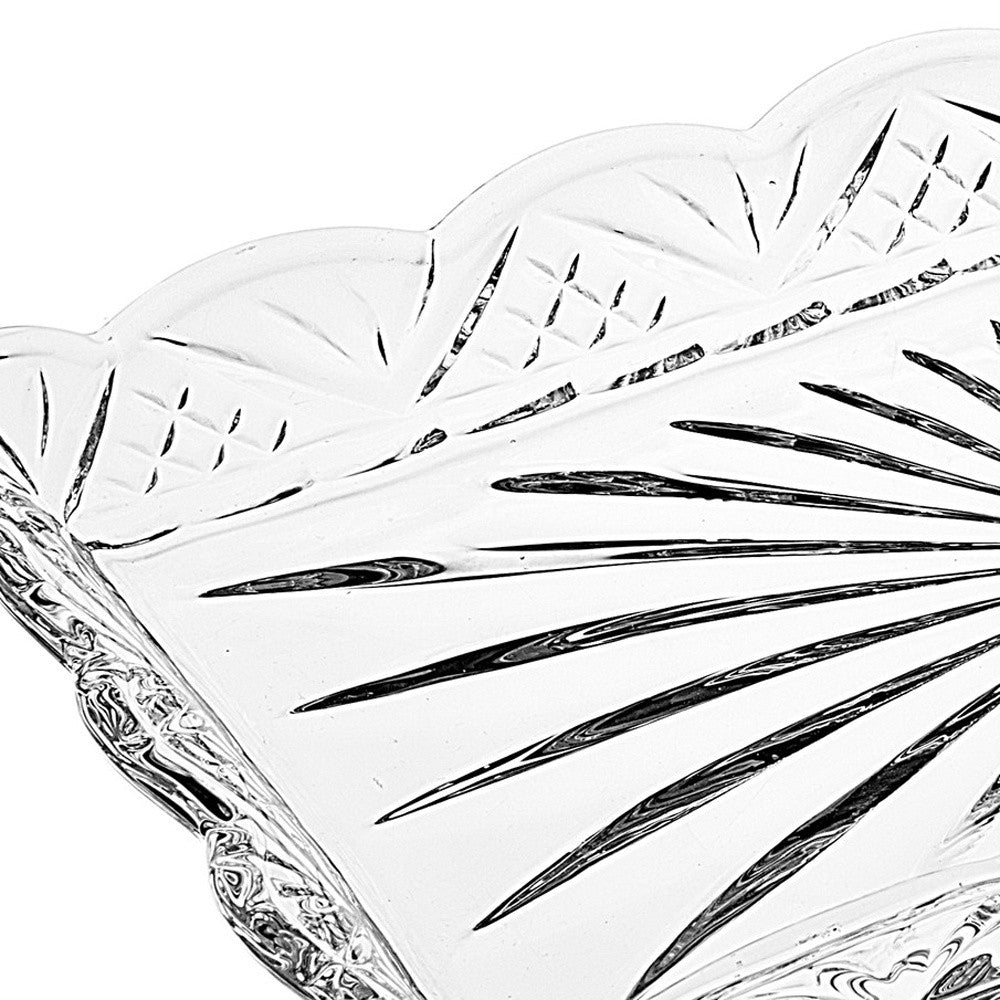 10" Clear Rectangular Cut Crystal Serving Tray-3