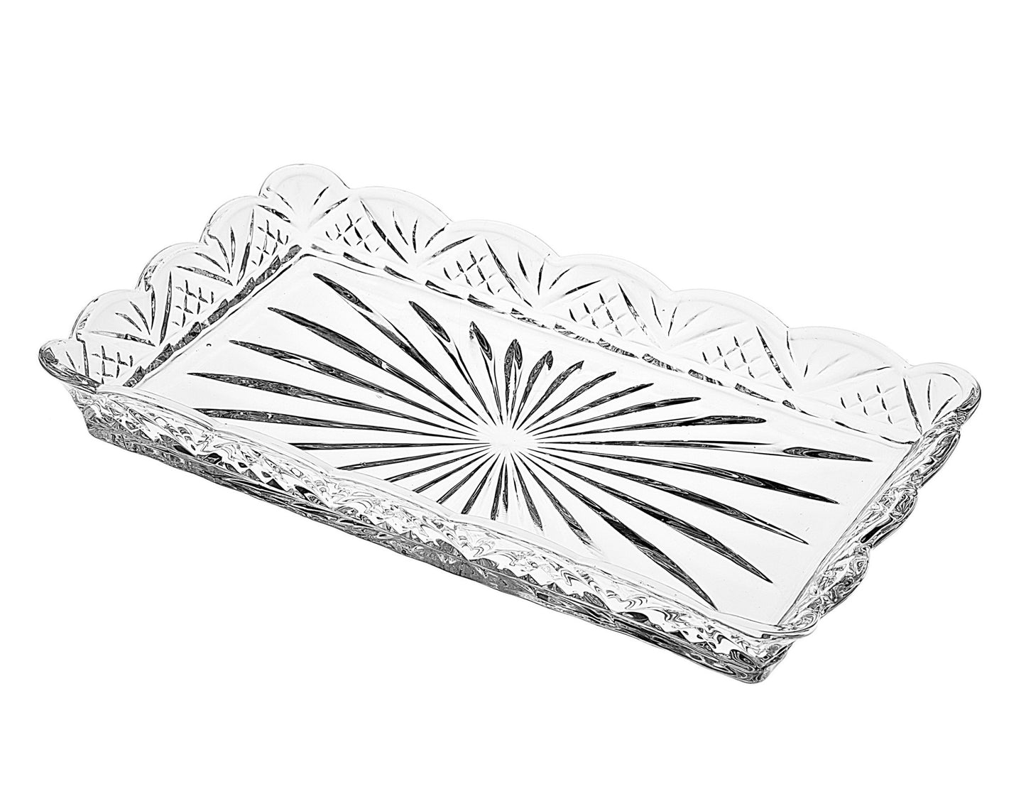 10" Clear Rectangular Cut Crystal Serving Tray-2