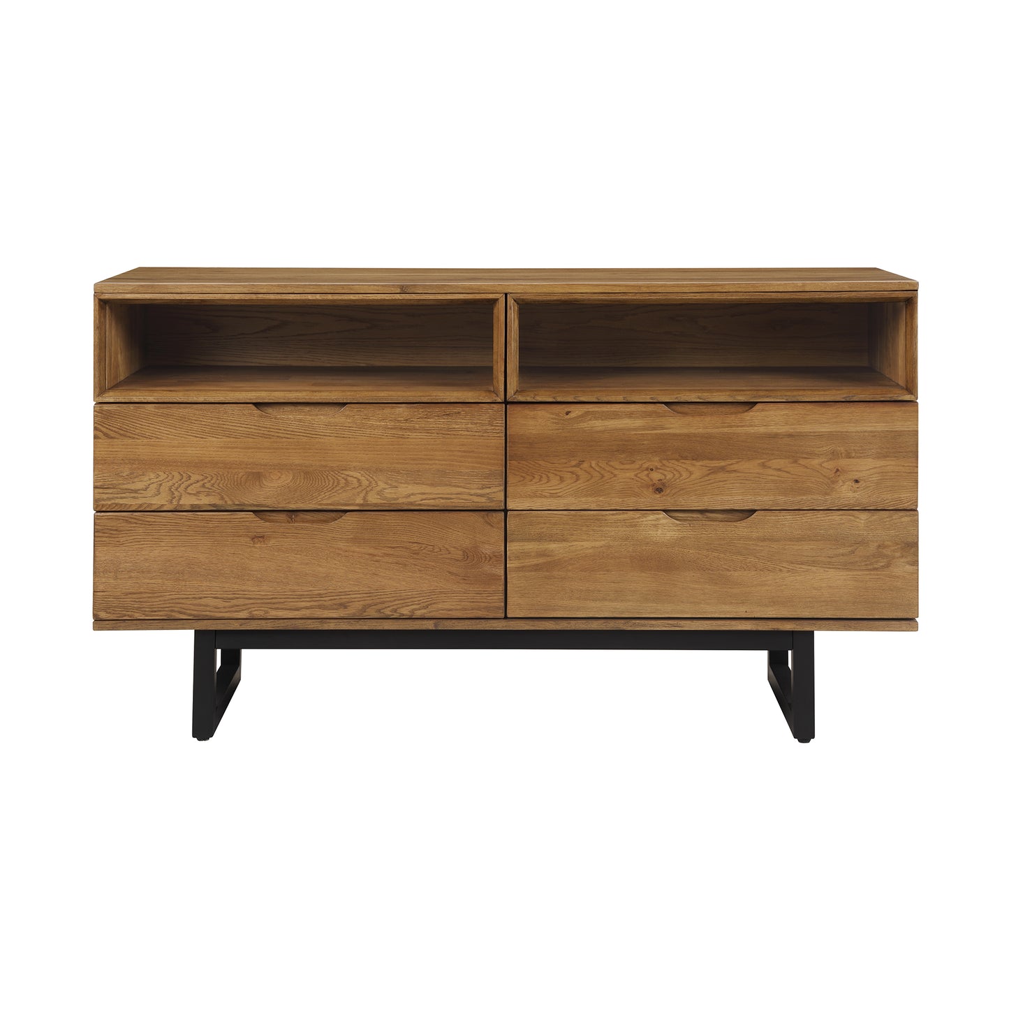 59" Brown Solid Wood Four Drawer Double Dresser-1