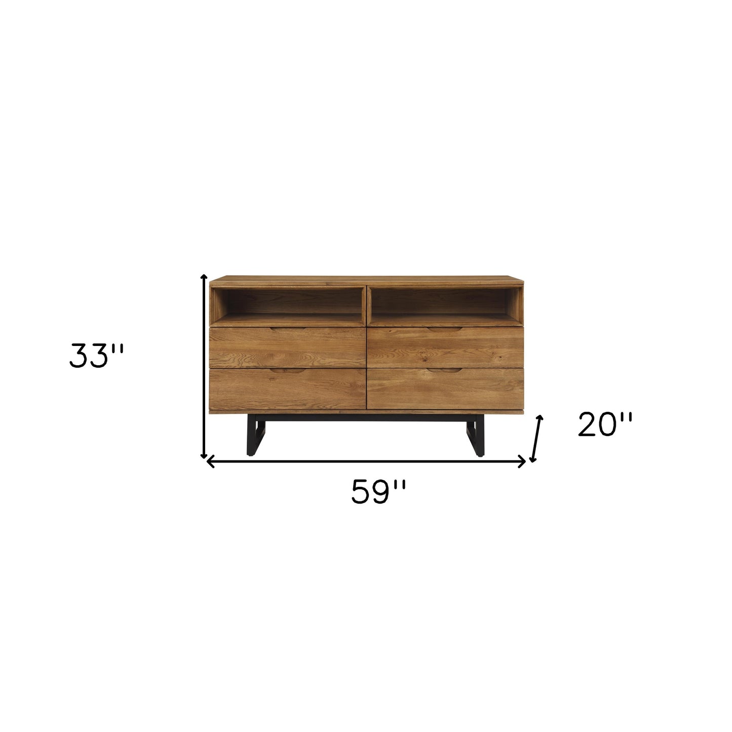 59" Brown Solid Wood Four Drawer Double Dresser-8