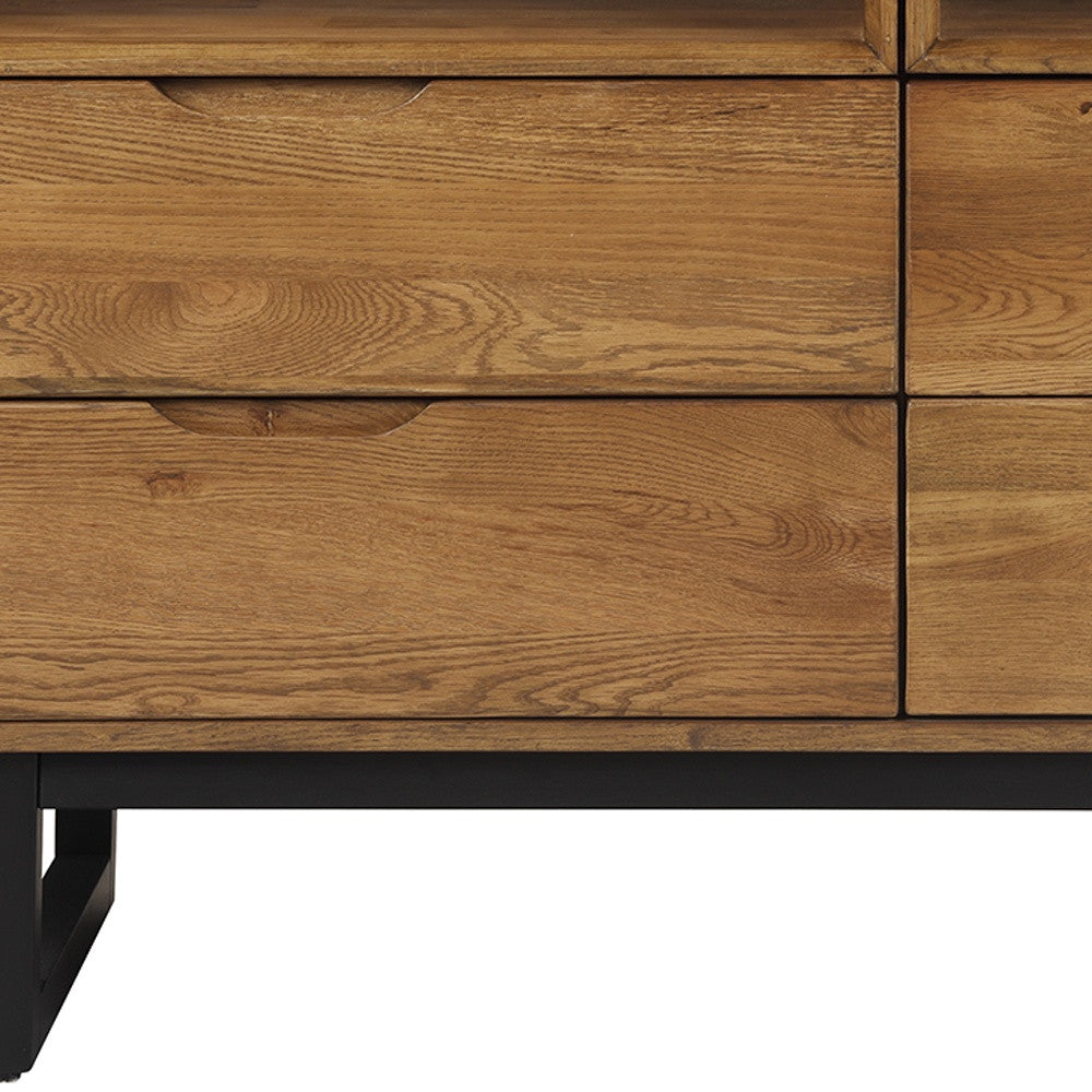 59" Brown Solid Wood Four Drawer Double Dresser-5