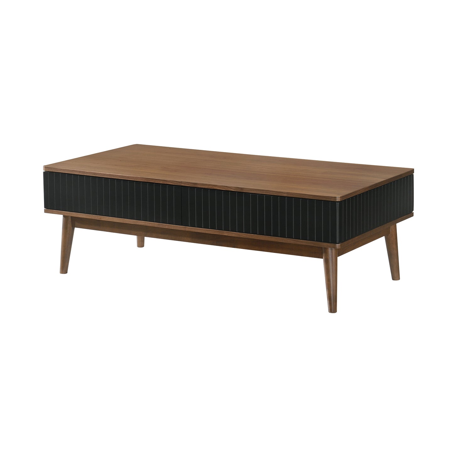 47" Brown And Black Coffee Table With Two Drawers-4