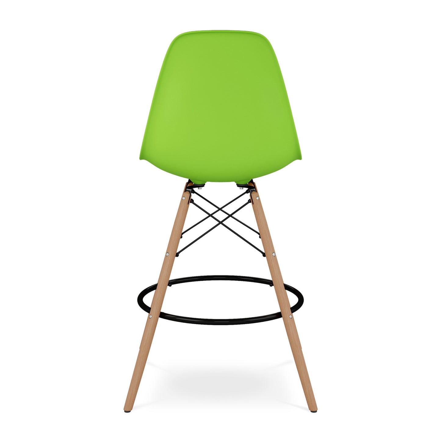 28" Green And Brown Heavy Duty Plastic And Solid Wood Counter Height Bar Chair-4