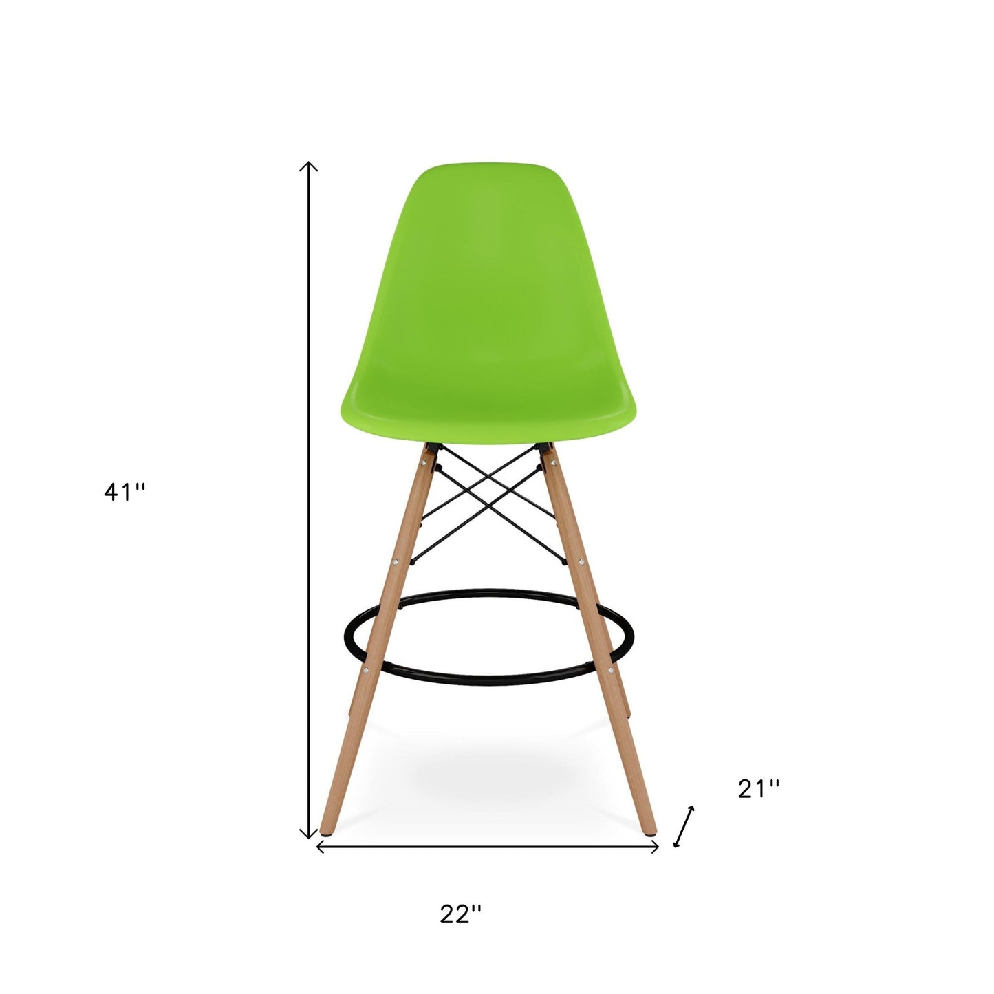 28" Green And Brown Heavy Duty Plastic And Solid Wood Counter Height Bar Chair-7