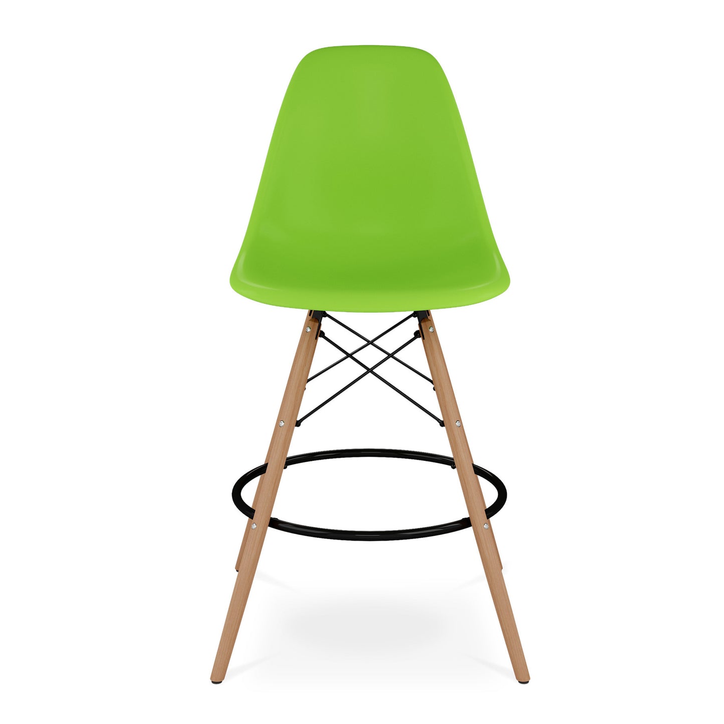 28" Green And Brown Heavy Duty Plastic And Solid Wood Counter Height Bar Chair-6