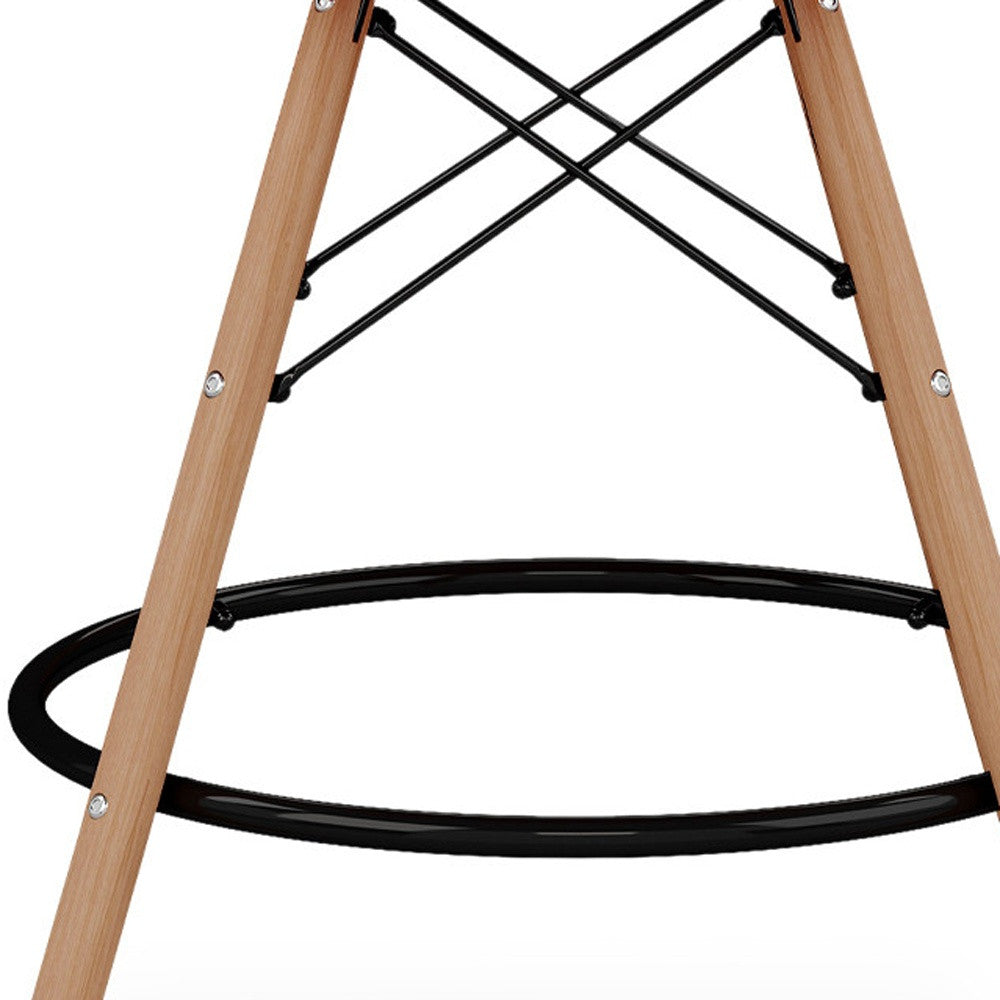 28" Light Blue And Brown Heavy Duty Plastic And Solid Wood Low Back Counter Height Bar Chair-5