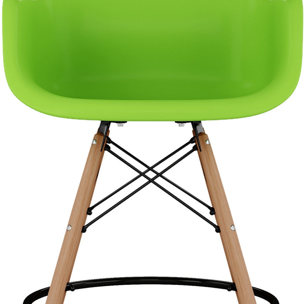 28" Green And Brown Heavy Duty Plastic And Solid Wood Low Back Counter Height Bar Chair-6