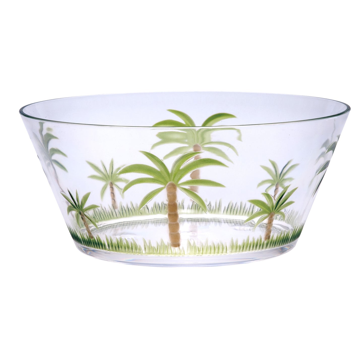 10" Clear and Green Palm Tree Acrylic Round Salad Bowl-0