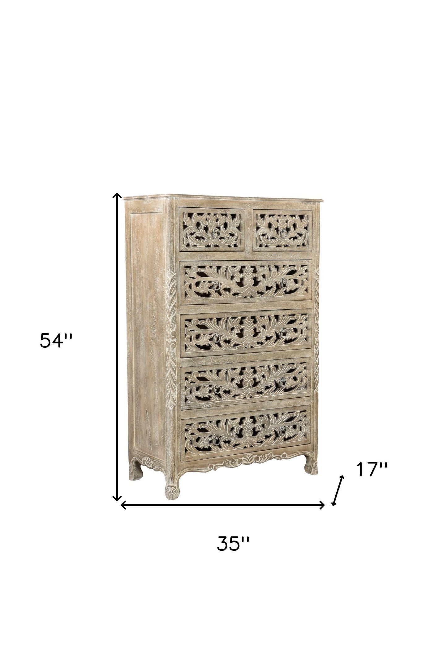35" Gray Solid Wood Six Drawer Chest-7
