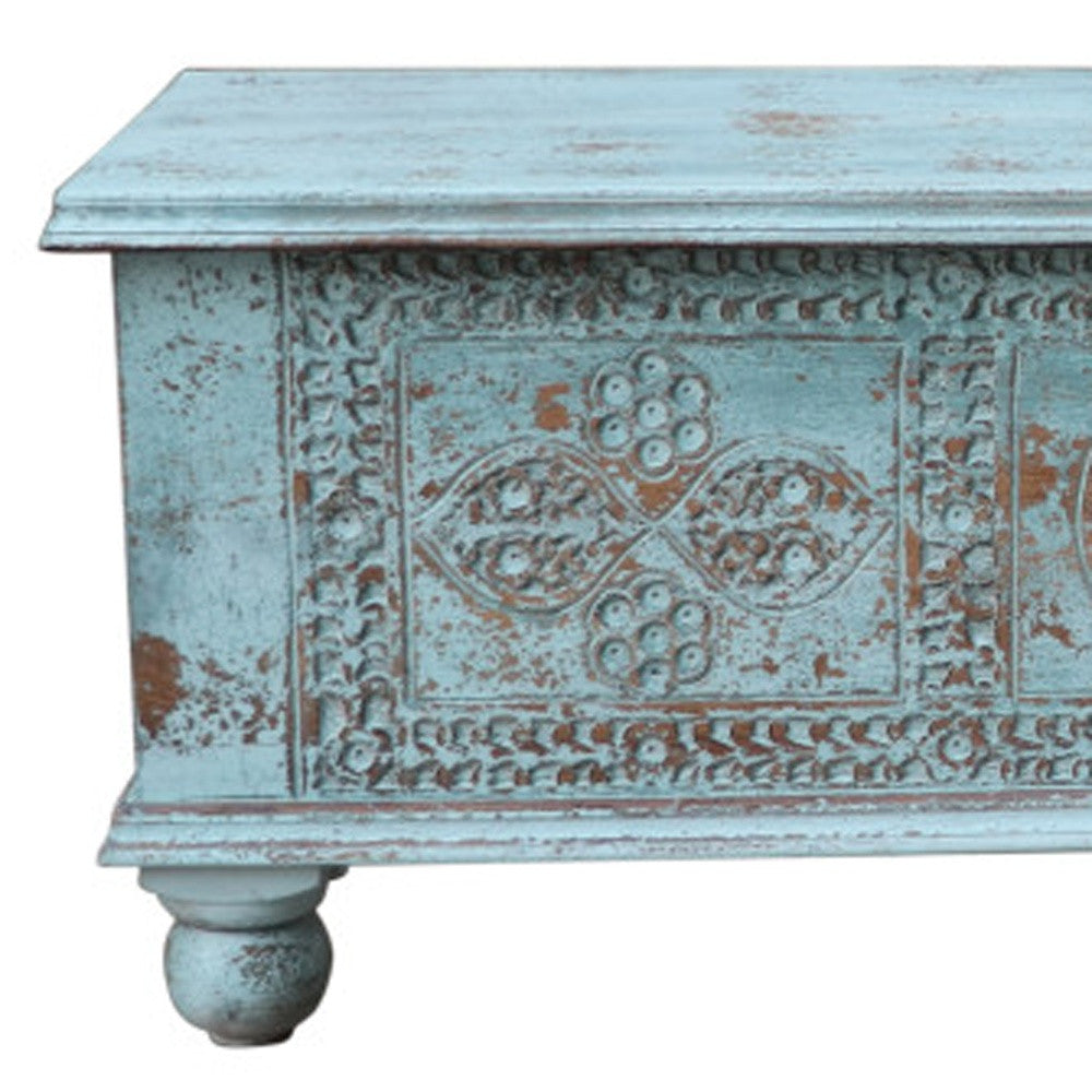 54" Aqua Carved And Distressed Solid Wood Lift Top Coffee Table-6