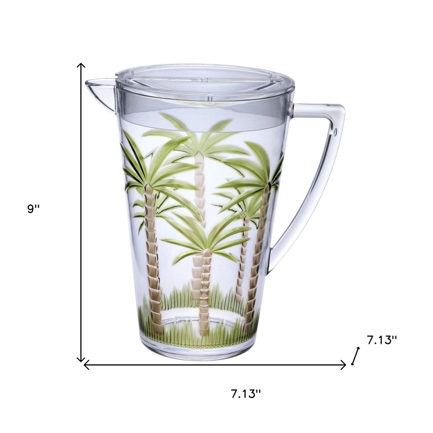 2.5 Quart Clear and Green Palm Tree Acrylic Pitcher-7