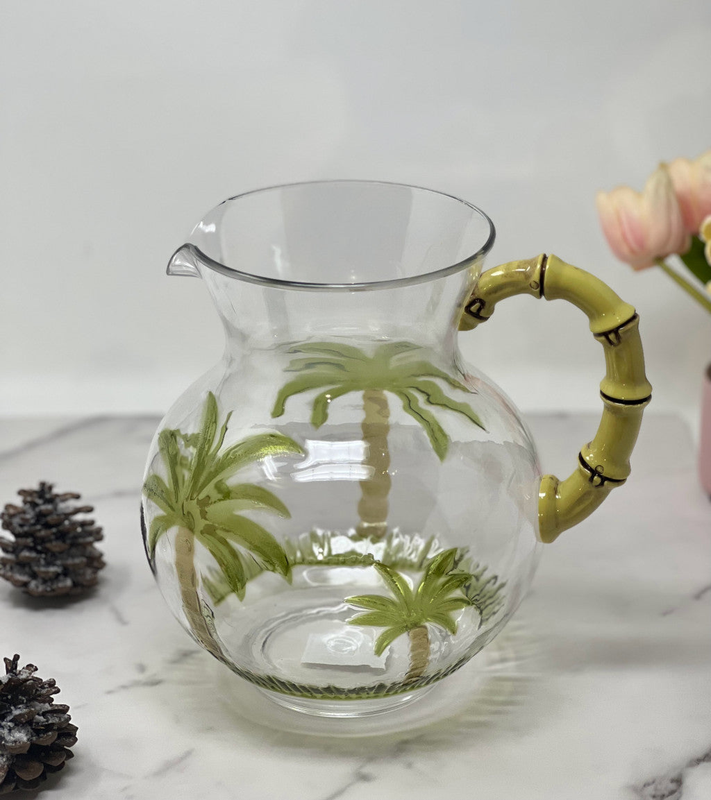 3 Quart Clear and Green Palm Tree Acrylic Pitcher-4