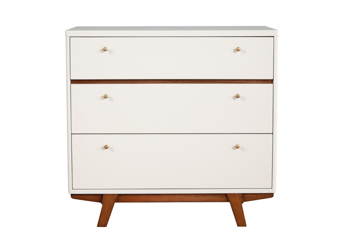 36" Brown and White Solid Wood Three Drawer Chest-1