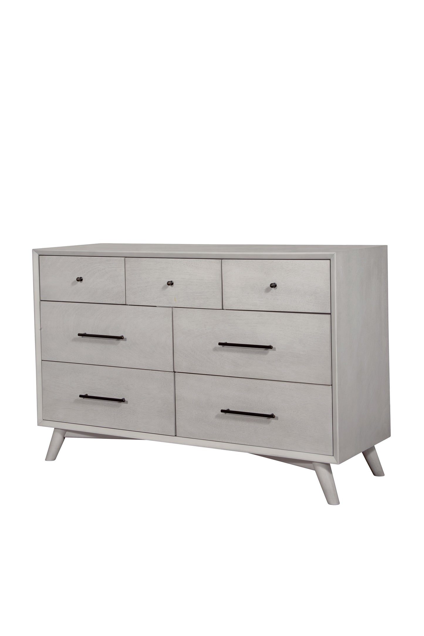 59" Gray Solid Wood Seven Drawer Double Dresser-2