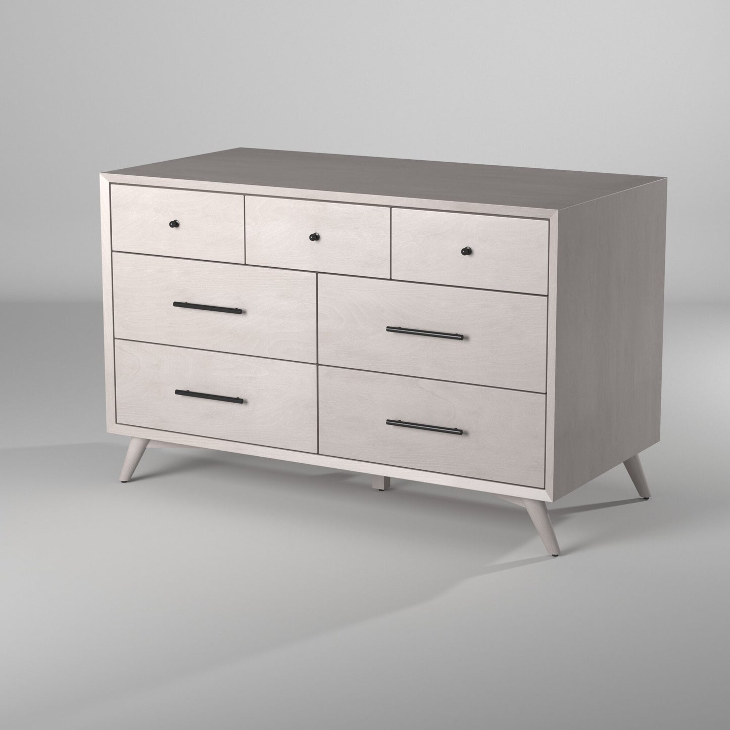 59" Gray Solid Wood Seven Drawer Double Dresser-4