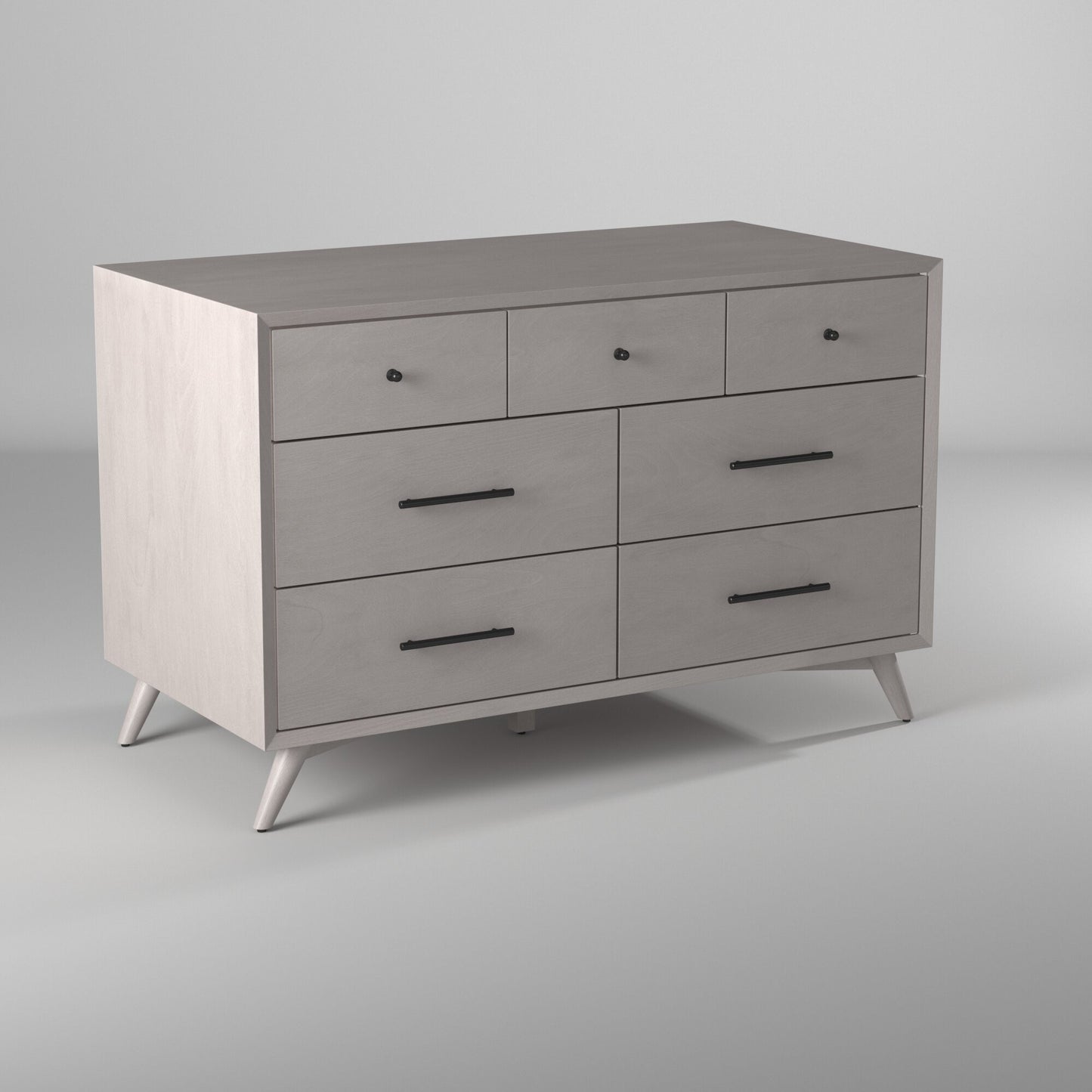 59" Gray Solid Wood Seven Drawer Double Dresser-6