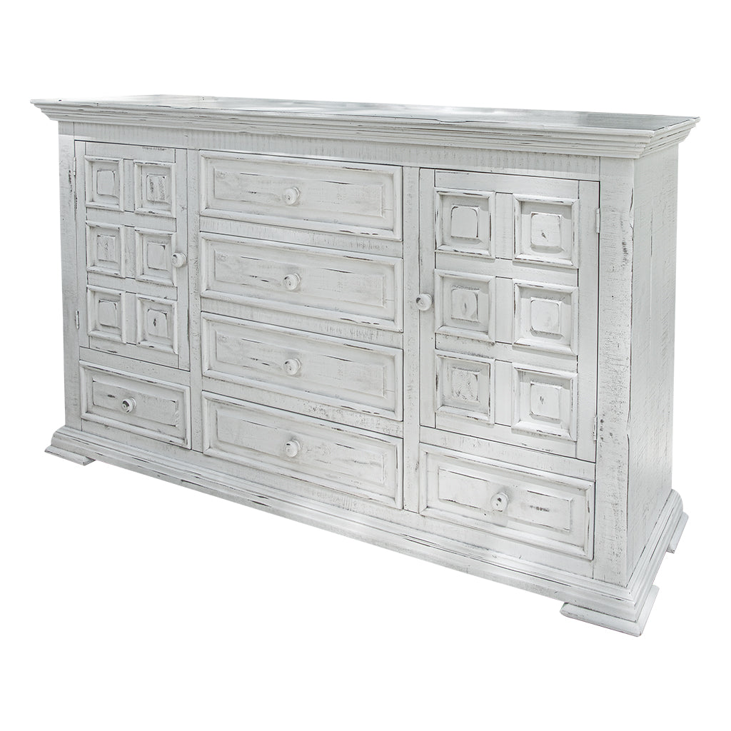 69" White Solid Wood Six Drawer Triple Dresser-0