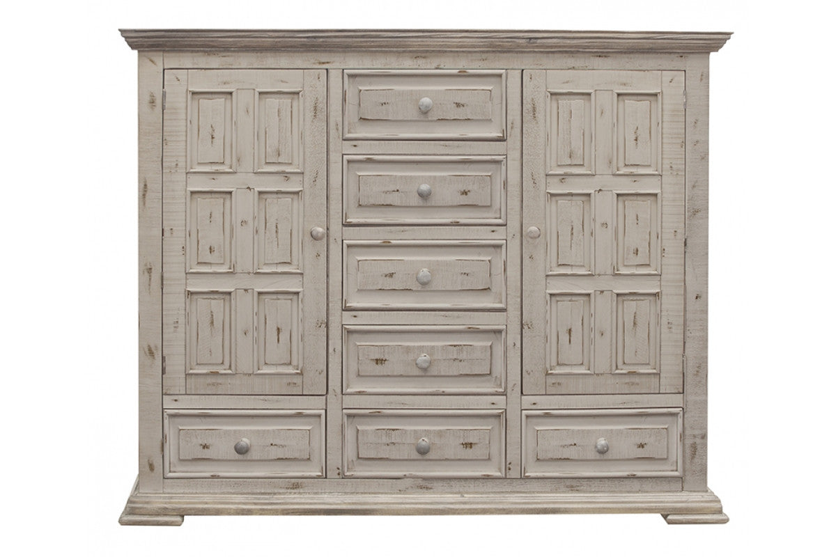 64" White Solid Wood Seven Drawer Gentlemans Chest-2