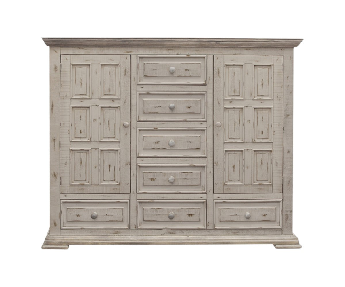 64" White Solid Wood Seven Drawer Gentlemans Chest-1