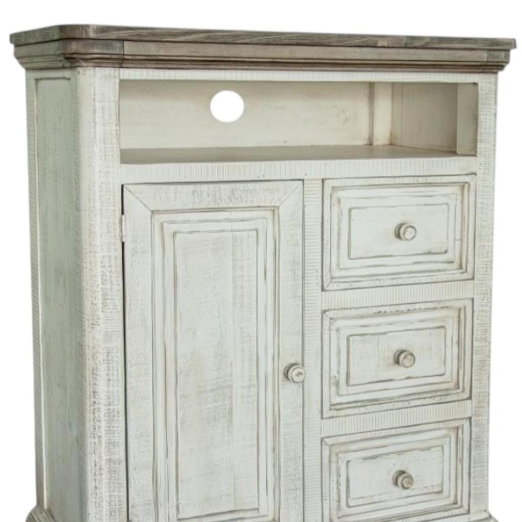 39" Off White Solid Wood Three Drawer Gentlemans Chest-3