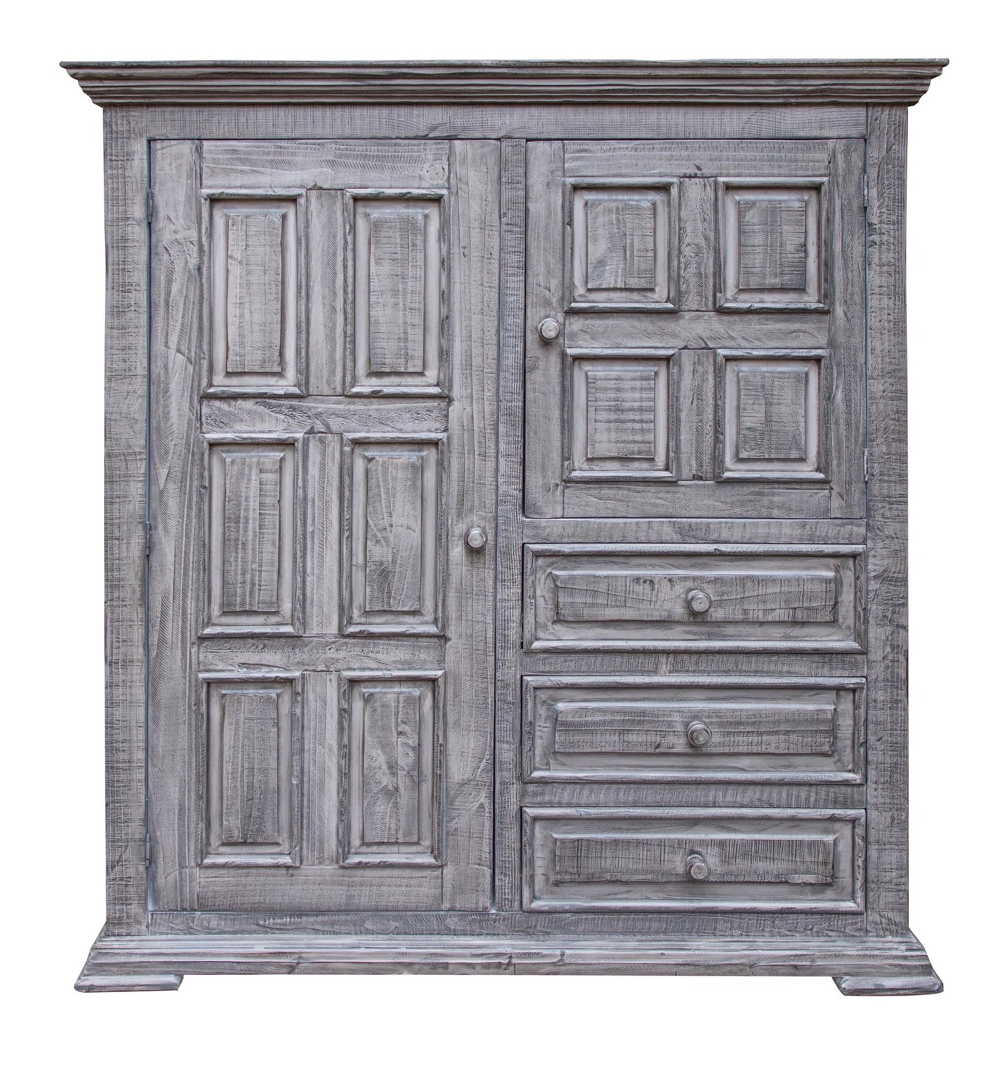 55" Gray Solid Wood Three Drawer Gentlemans Chest-1