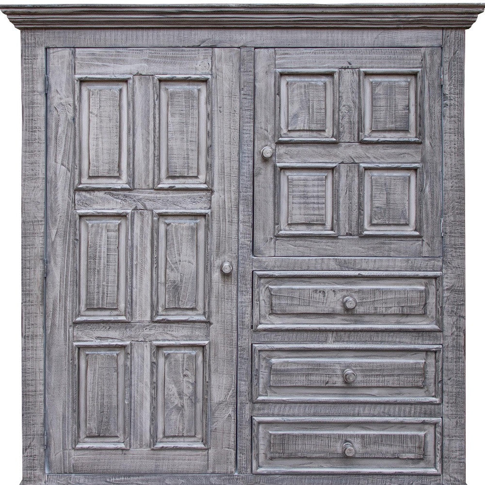 55" Gray Solid Wood Three Drawer Gentlemans Chest-2