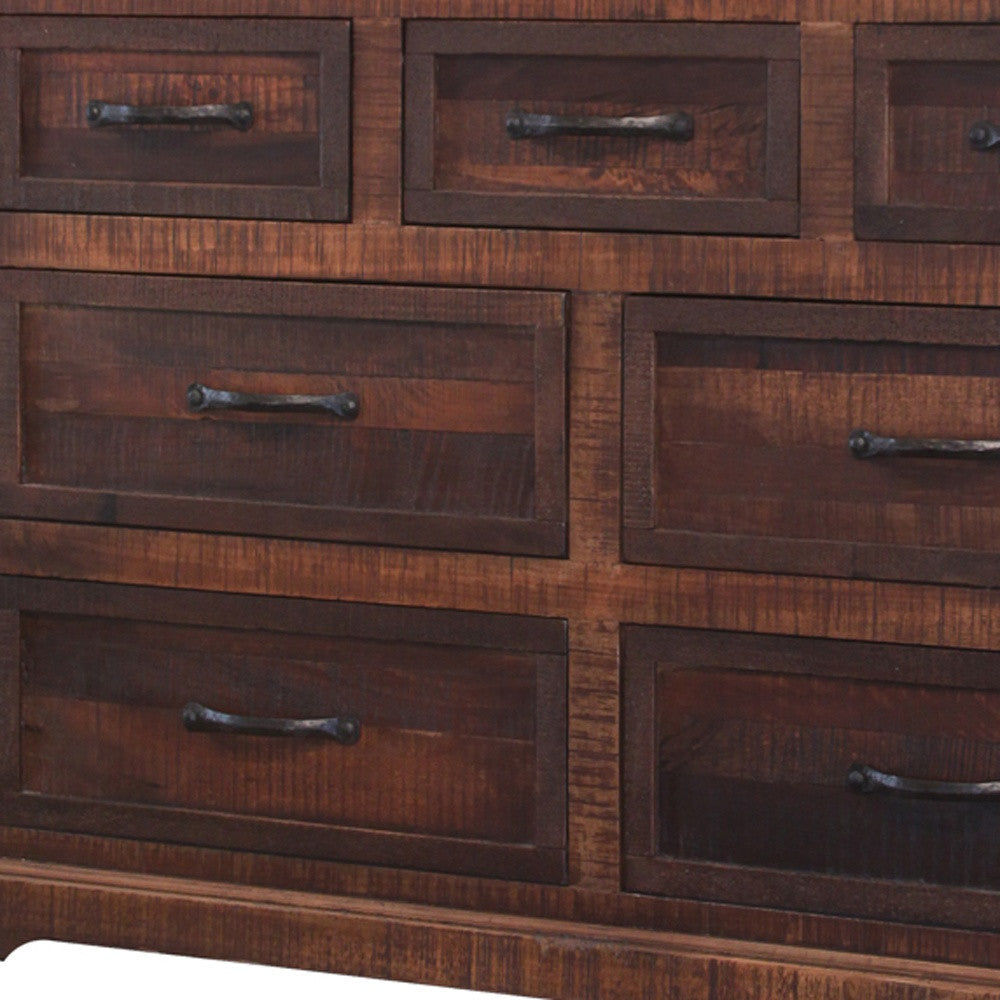 61" Brown Solid Wood Seven Drawer Double Dresser-2