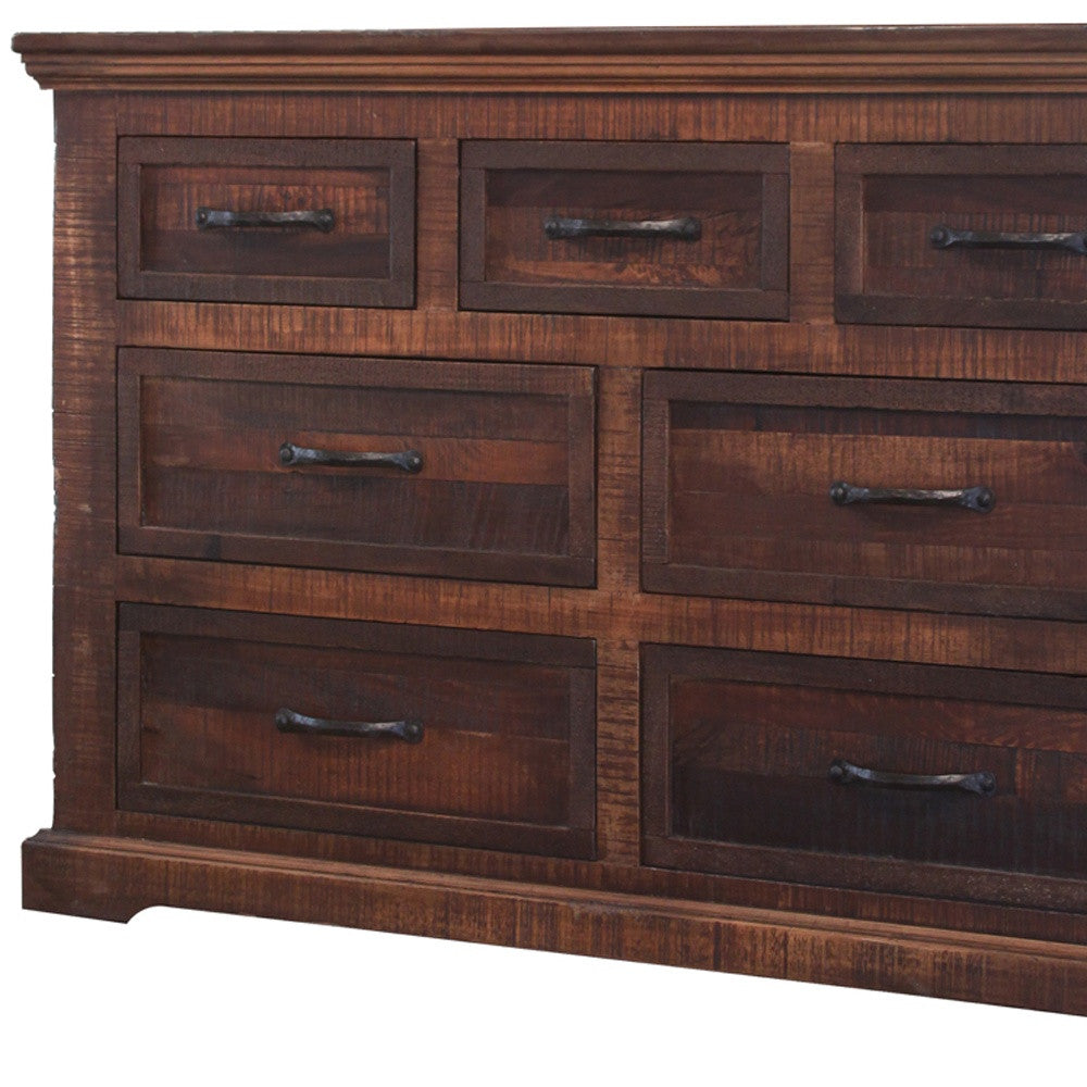 61" Brown Solid Wood Seven Drawer Double Dresser-3