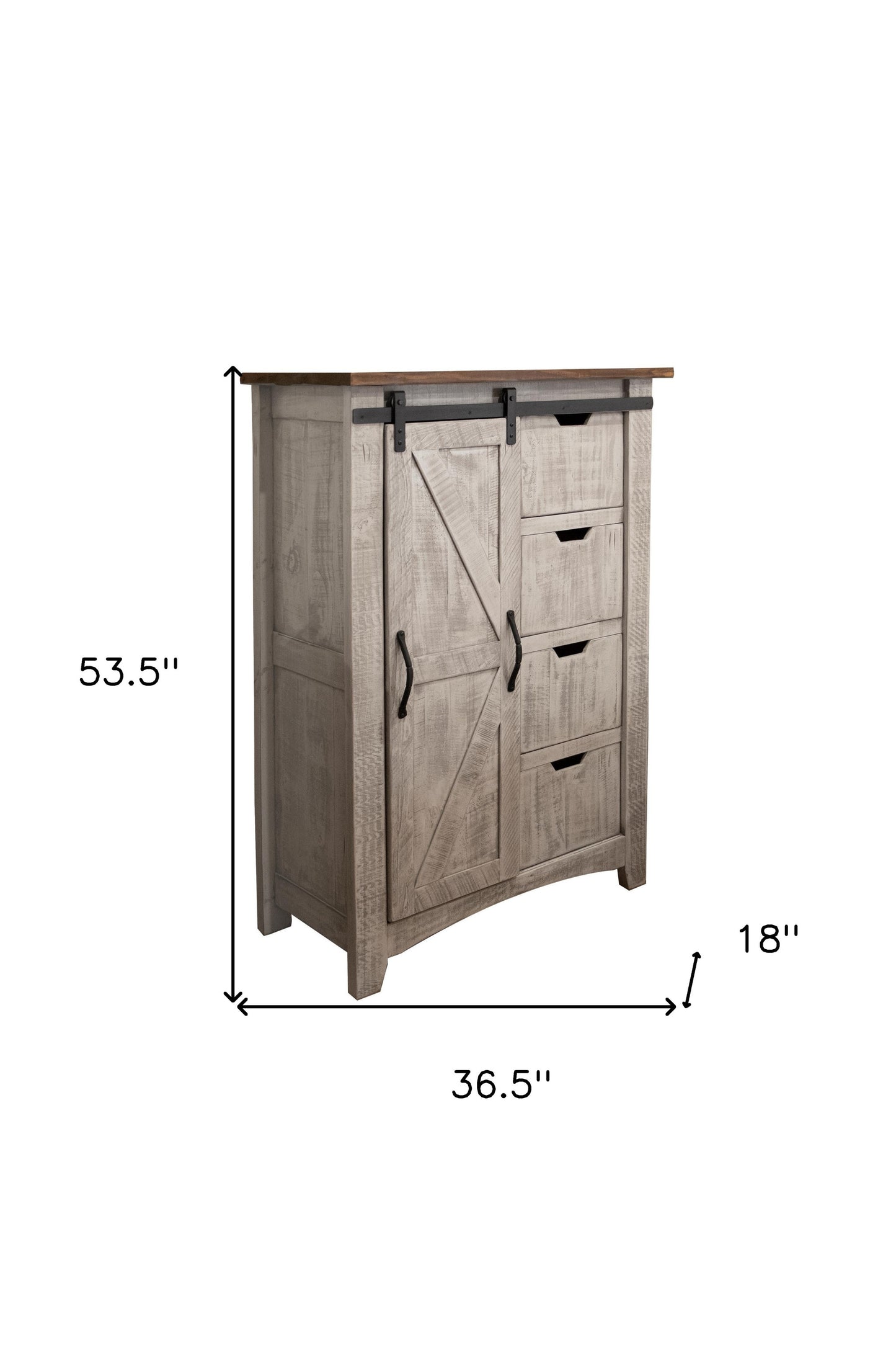 37" Light Gray Solid Wood Four Drawer Chest-3