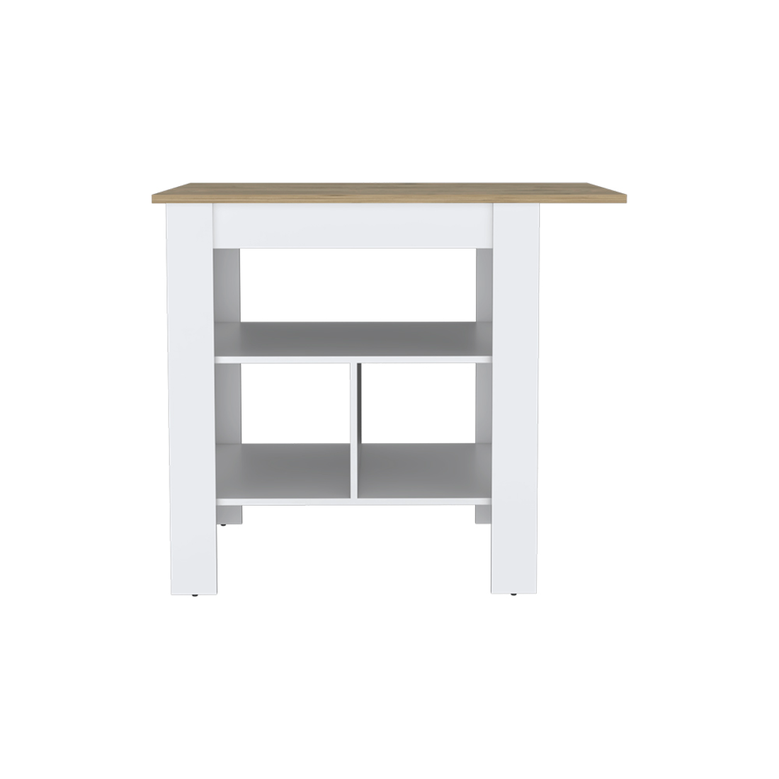 35" Natural and White Wood Kitchen Island With Storage-2