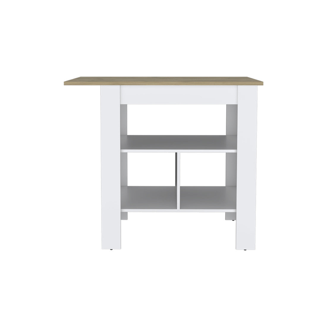 35" Natural and White Wood Kitchen Island With Storage-3
