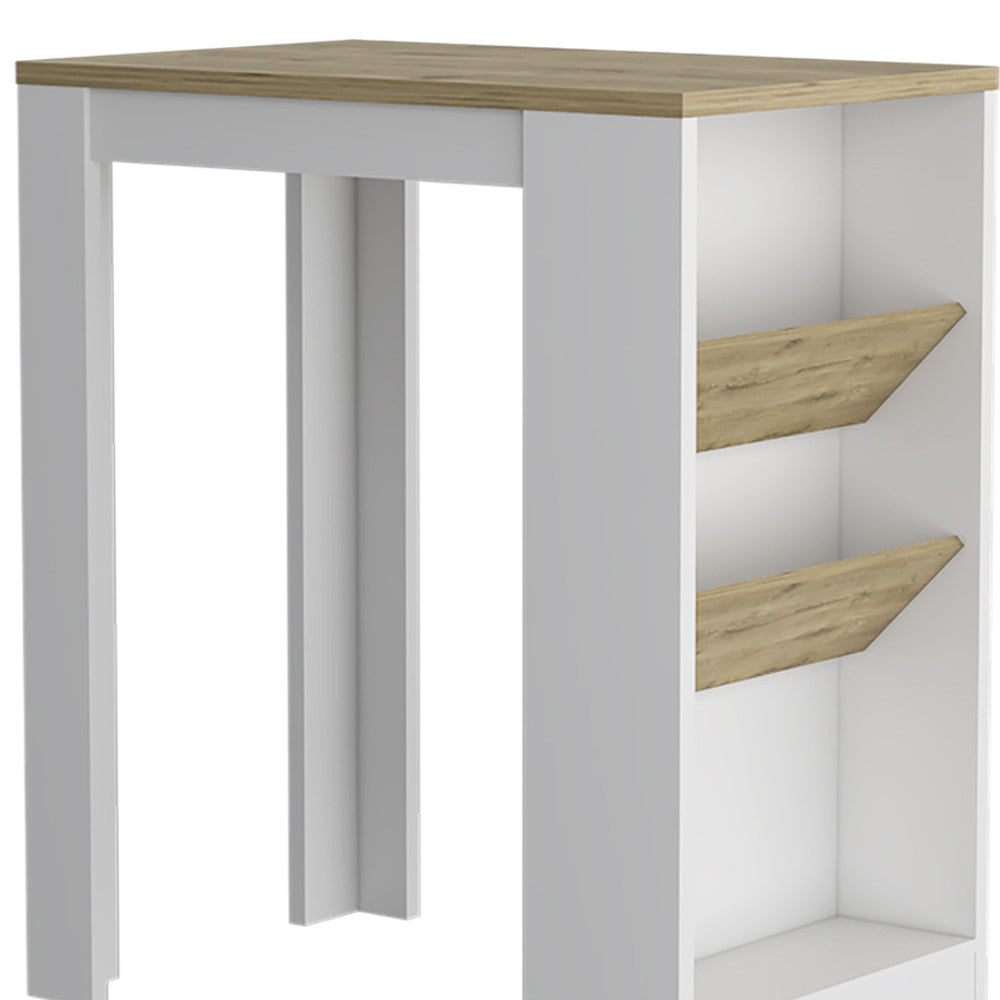 36" Natural and White Wood Kitchen Island With Storage-5