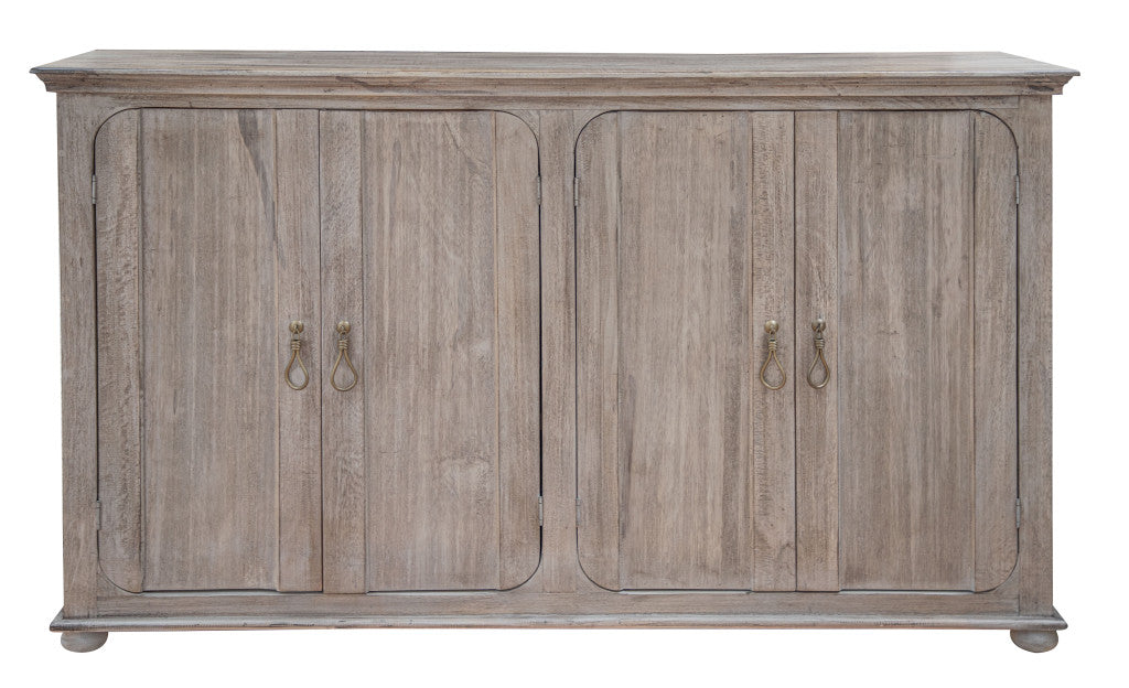 72" Sand Solid and Manufactured Wood Distressed Credenza-0