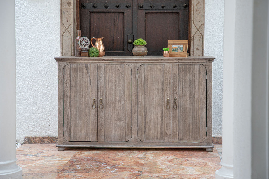 72" Sand Solid and Manufactured Wood Distressed Credenza-3