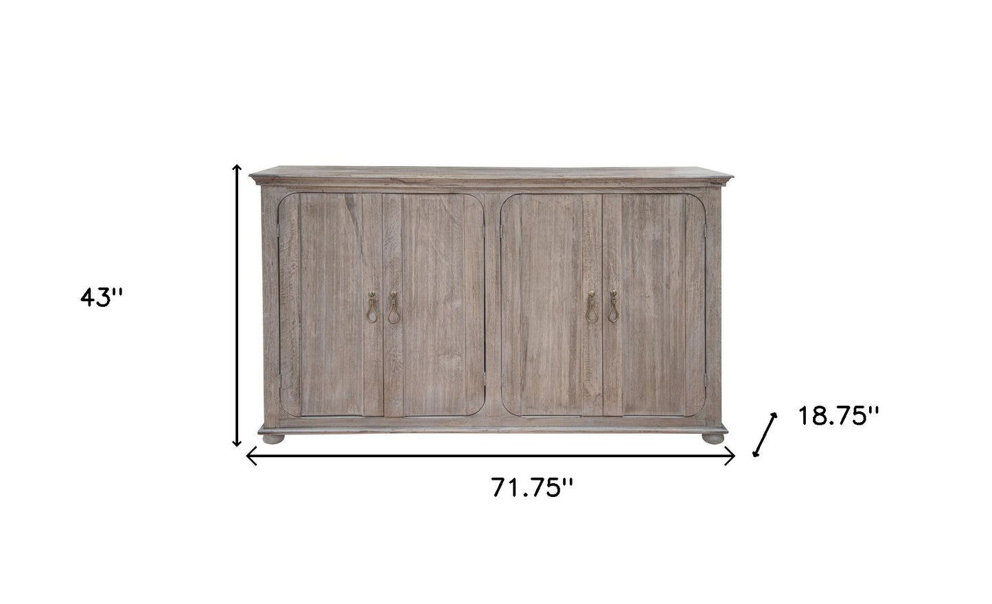 72" Sand Solid and Manufactured Wood Distressed Credenza-4