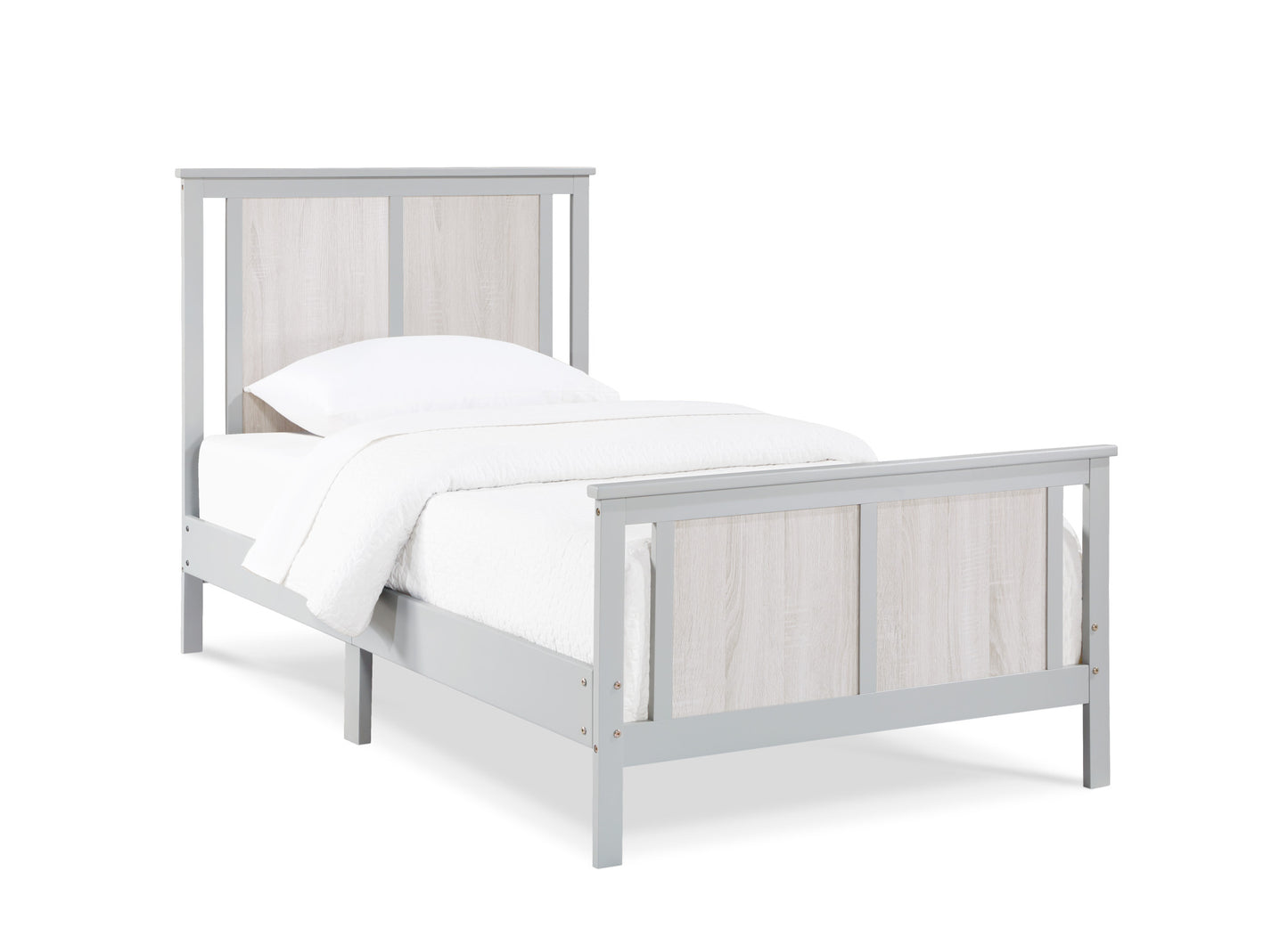 Gray And White Reversible Solid Wood Twin Bed Frame-8