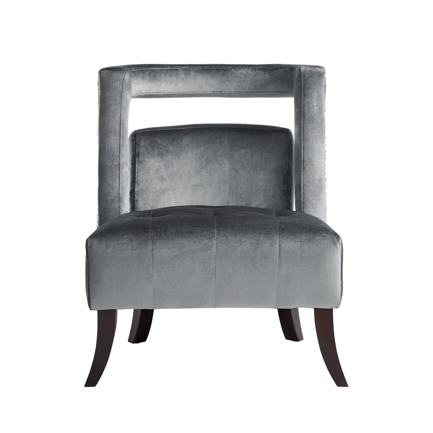 26" Gray and Black Velvet Tufted Side Chair-1