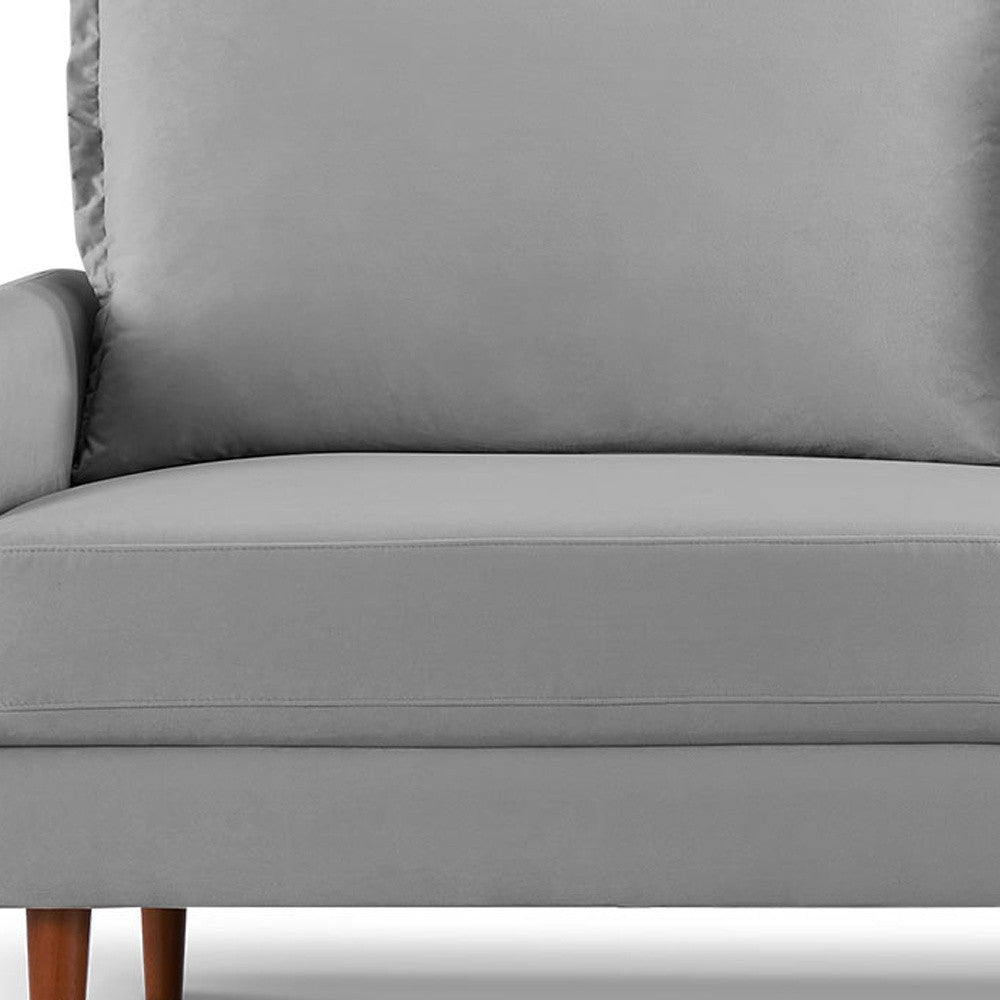 69" Gray Velvet Sofa With Dark Brown Legs-4