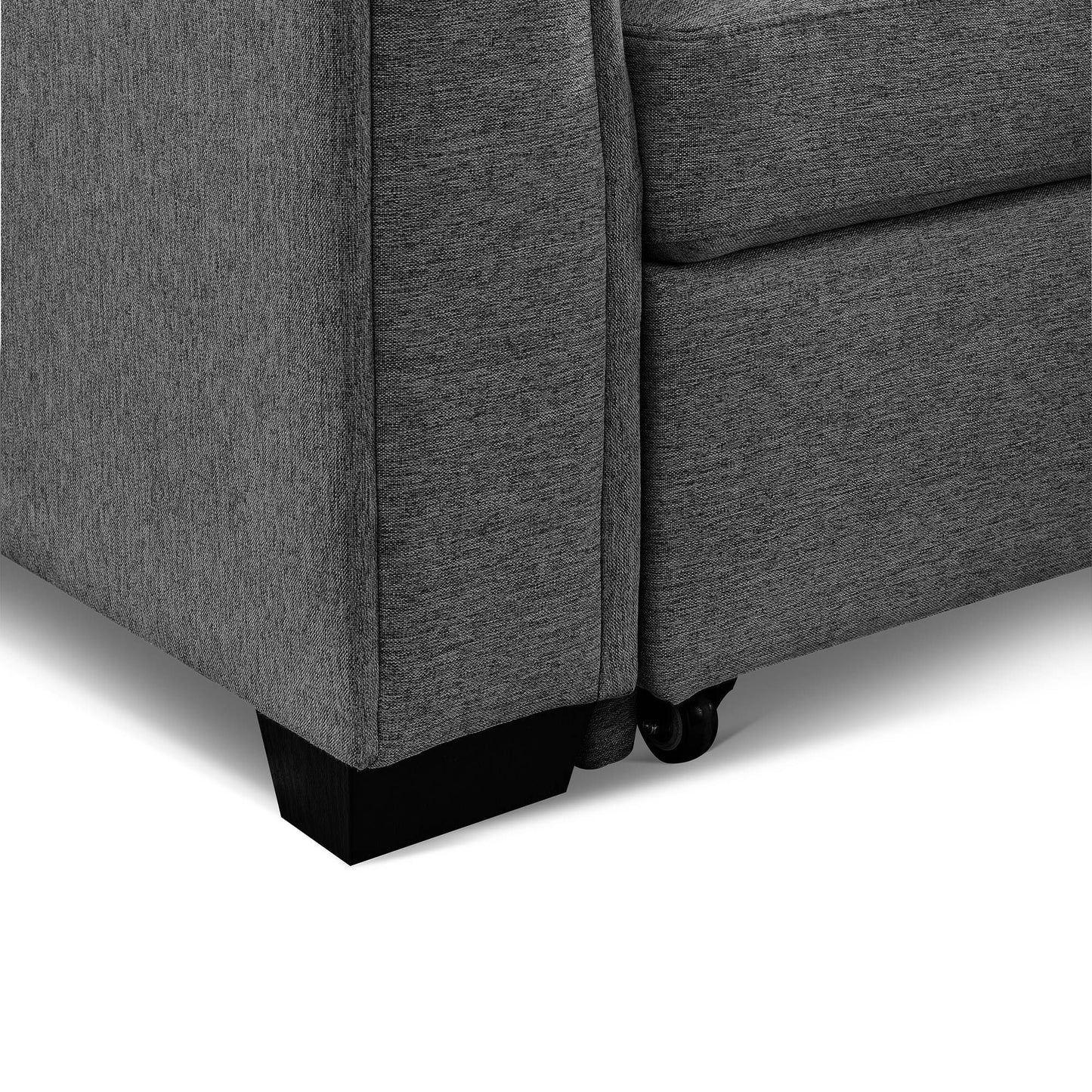 92" Dark Gray Polyester Blend Convertible Futon Sleeper Sofa With Black Legs-4