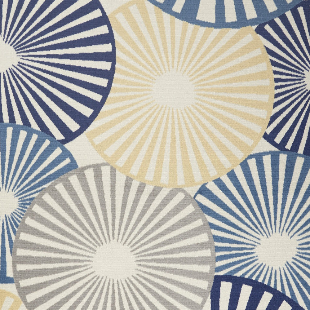 7' X 10' Beige and Blue Geometric Power Loom Area Rug-2