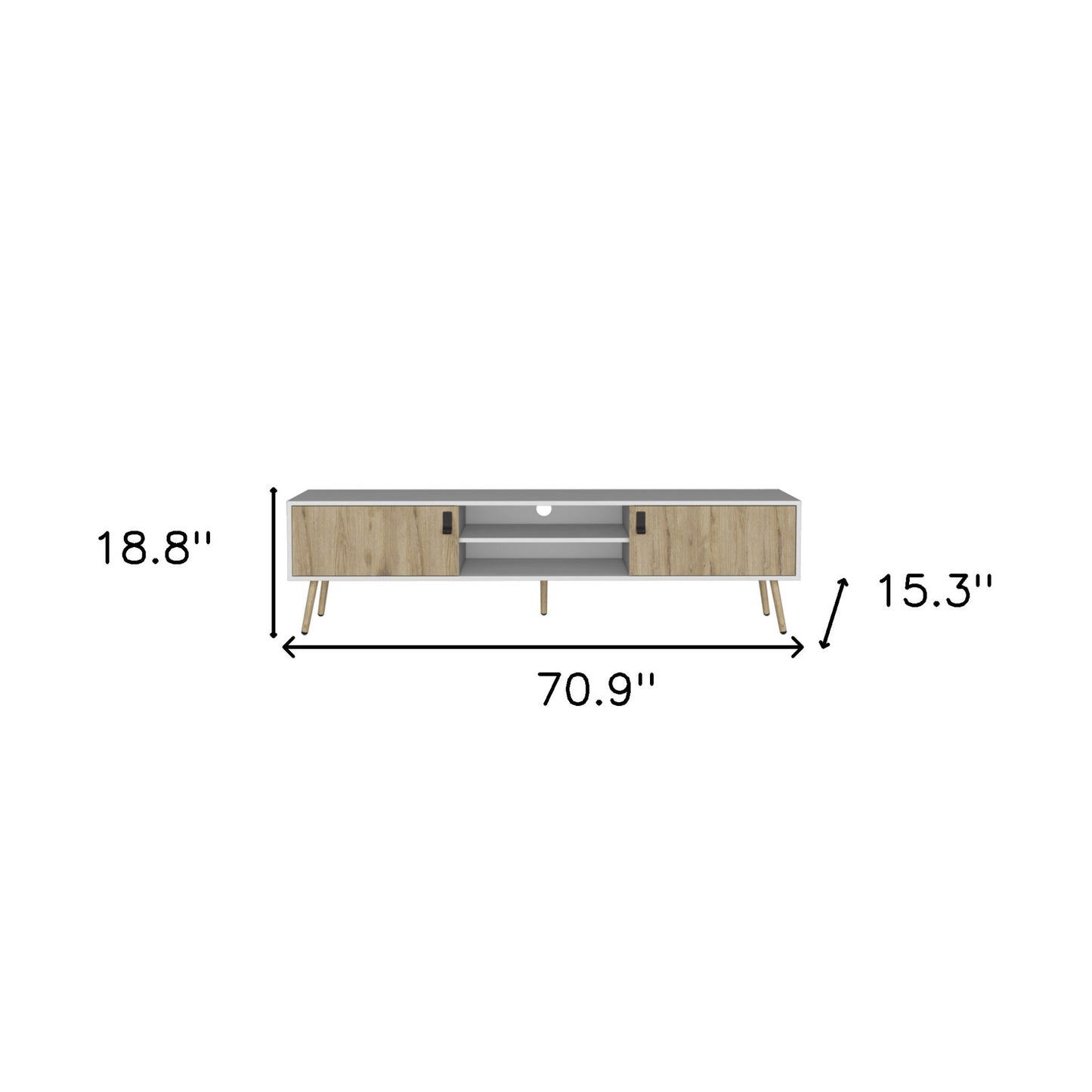 71" White And Beige Enclosed And Open Storage TV Stand-7